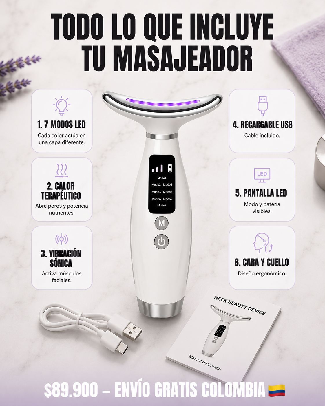 MASAJEADOR FACIAL RECARGABLE