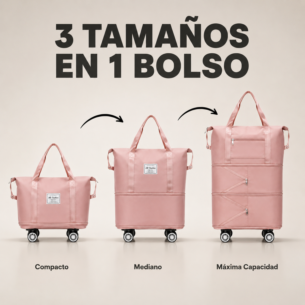 Bolso Expandible 3 en 1 con Ruedas 360°